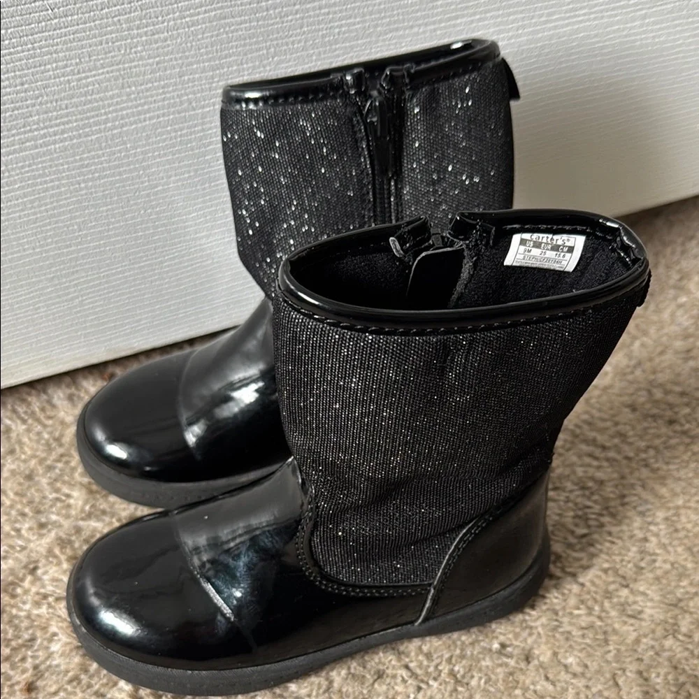 Black Shiny Boots toddler size 9